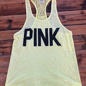 PINK Victoria's Secret Lemon Tank Top with Black Lettering